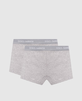 Dolce&Gabbana Children's set of gray boxer shorts with logo pattern L4J701ON00G