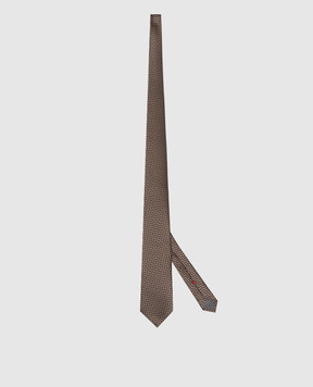 Brunello Cucinelli Brown patterned silk tie MX8630018