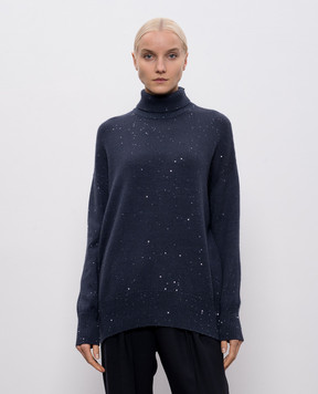 Brunello Cucinelli Blue cashmere and silk sequined sweater M73539914
