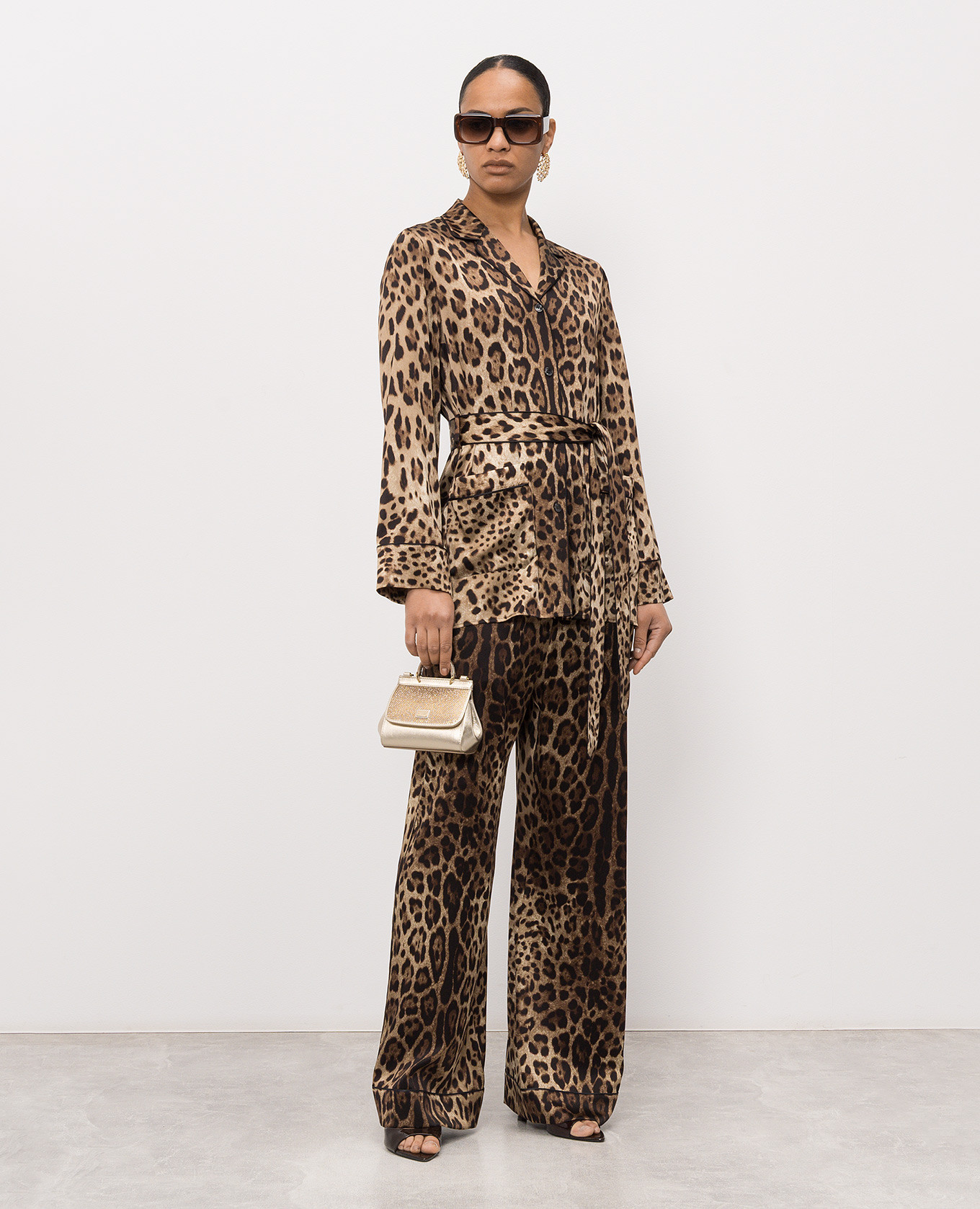 

Leopard print silk pajama pants Dolce&Gabbana, Brown