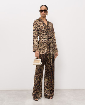 Dolce&Gabbana Leopard print silk blouse in pajama style F5I89TFSAXY