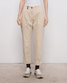 Peserico Beige trousers with lapels A04987T302479