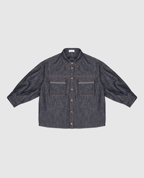 Brunello Cucinelli Children's blue denim shirt with lurex BB148C864B