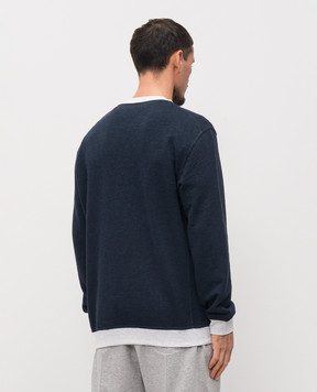 Brunello Cucinelli Blue sweatshirt with print MR8313380G