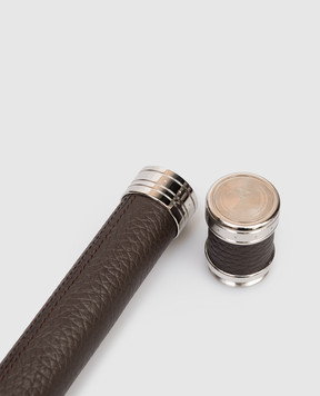 Stefano Ricci Brown leather cigar case with palladium coating OTUBE01PVTD