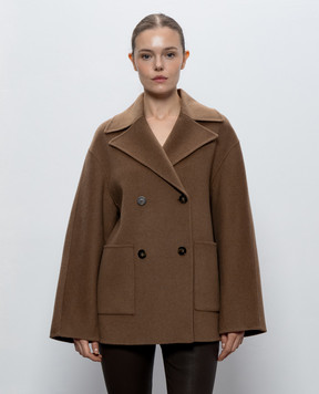 JOSEPH Flavia brown double-breasted wool and cashmere coat JF010041
