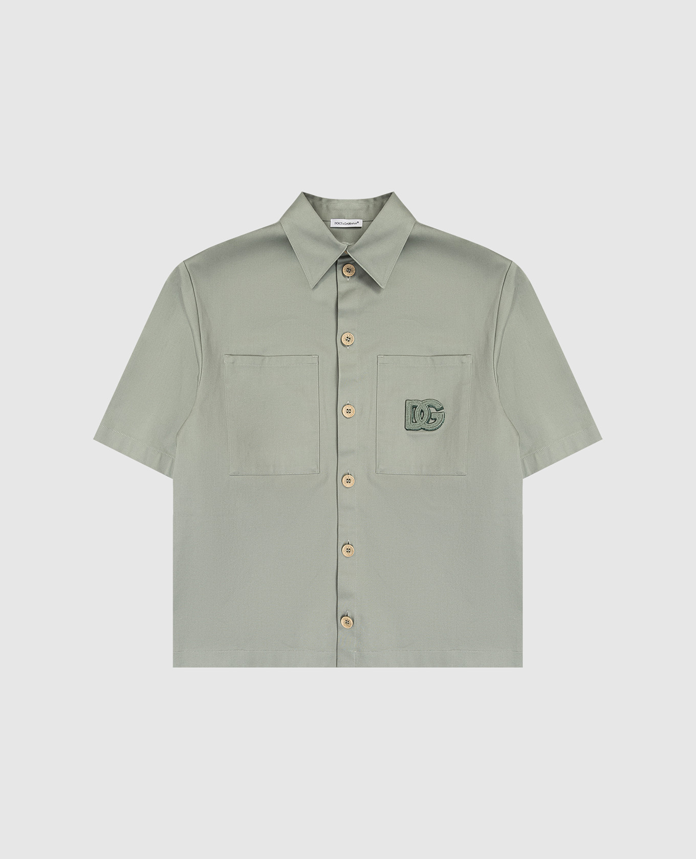 Children's green short-sleeved shirt with monogram logo Dolce&Gabbana