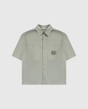 Dolce&Gabbana Children's green short-sleeved shirt with monogram logo L44S68FUFKA812+