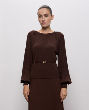 Twinset Brown jumper with belt 262TT3451