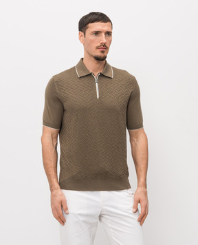 Stefano Ricci Khaki silk polo shirt K616452P31F26117