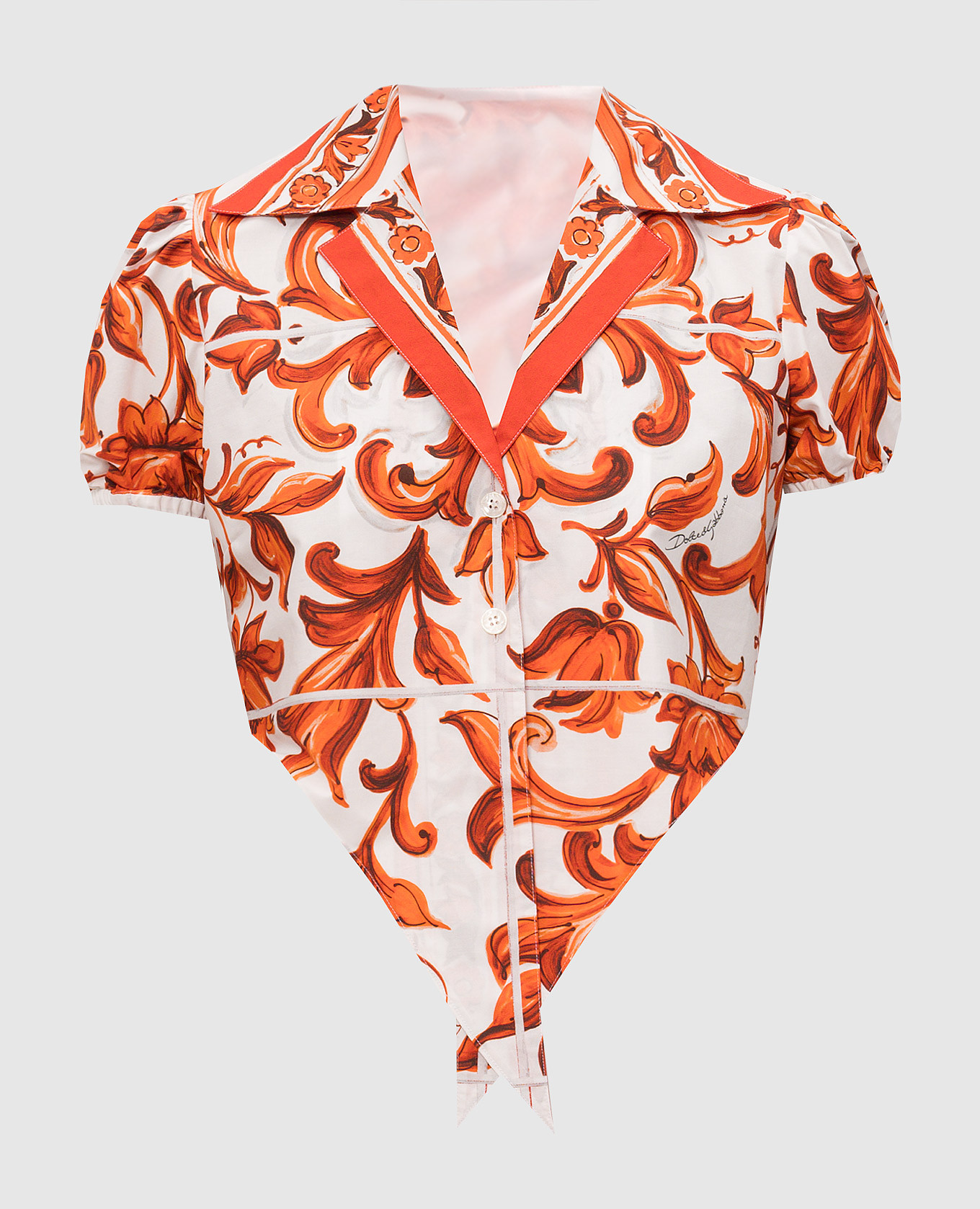 Cropped shirt in branded print