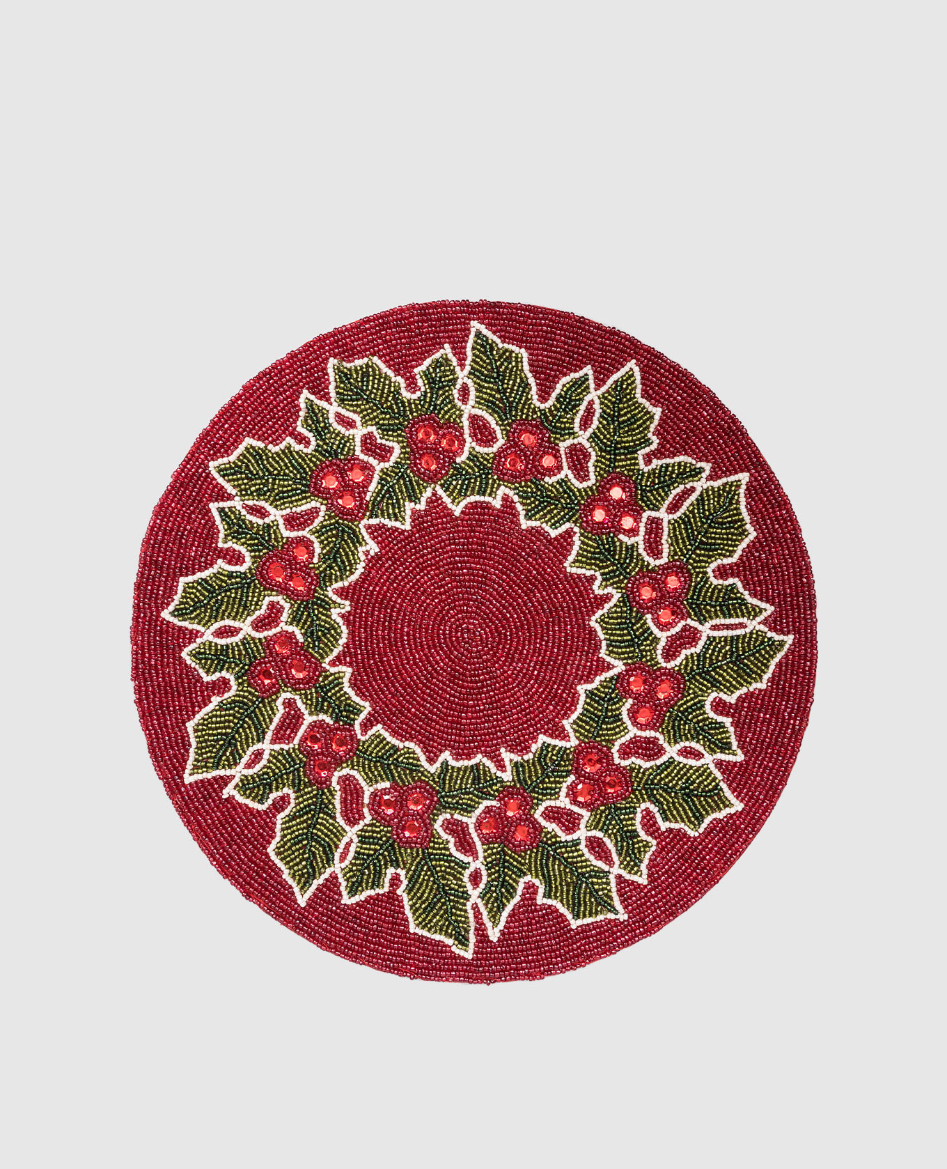 

Set of red decorative Christmas beaded table mats Palais Royal