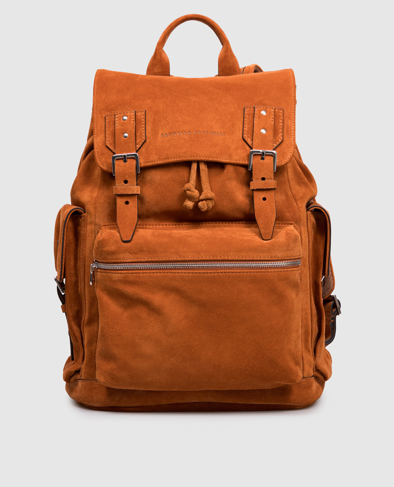

Brown suede backpack with logo Brunello Cucinelli
