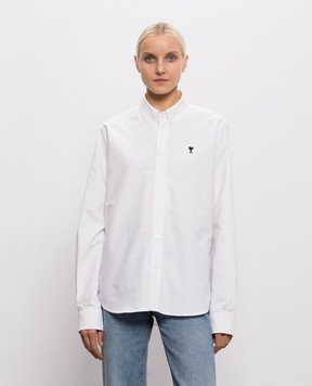 Ami Paris White shirt with embroidered Ami de Coeur emblem USH878CO0031w