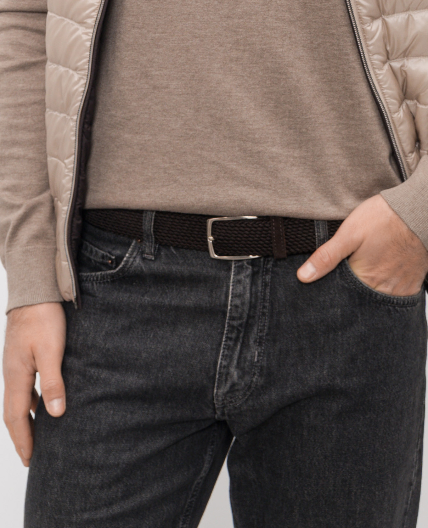 

Brown braided belt ISAIA