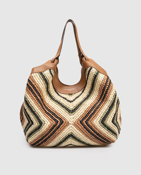 Gianni Chiarini Dua beige raffia tote bag BS12190DIAMIX