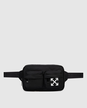 Off-White Black waist bag with emblem and logo print OMNT002S26FAB001