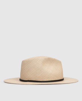 Brunello Cucinelli Beige straw fedora hat MCAP90036
