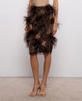 16Arlington Brown Arno skirt with feathers SMD215SS2601