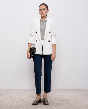 Peserico White double-breasted jacket with wool S01405J00Z03122
