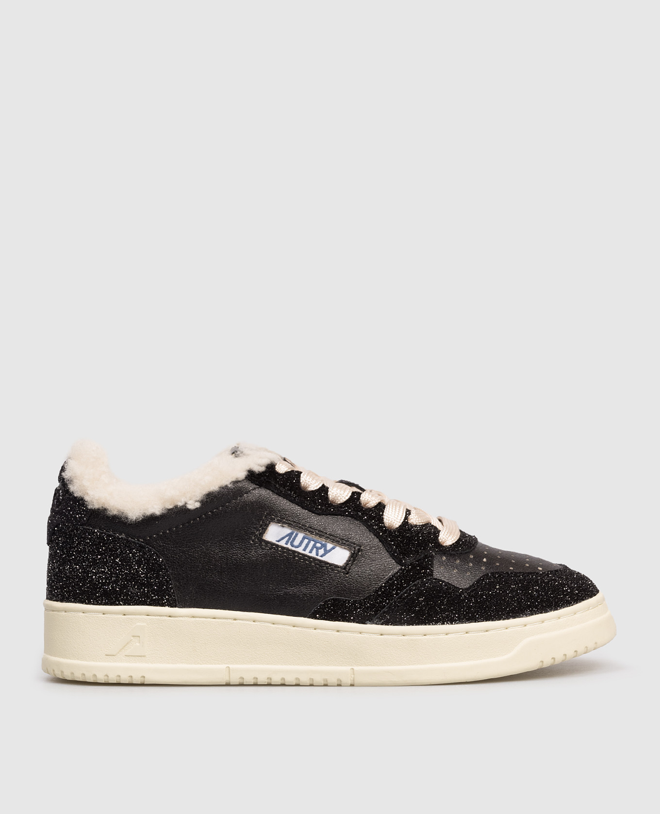 

Medalist Low black leather sneakers with fur AUTRY