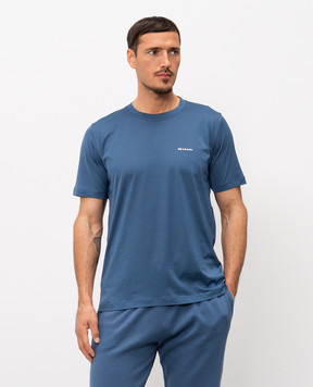 Kiton Blue T-shirt with embroidered logo UMK1274