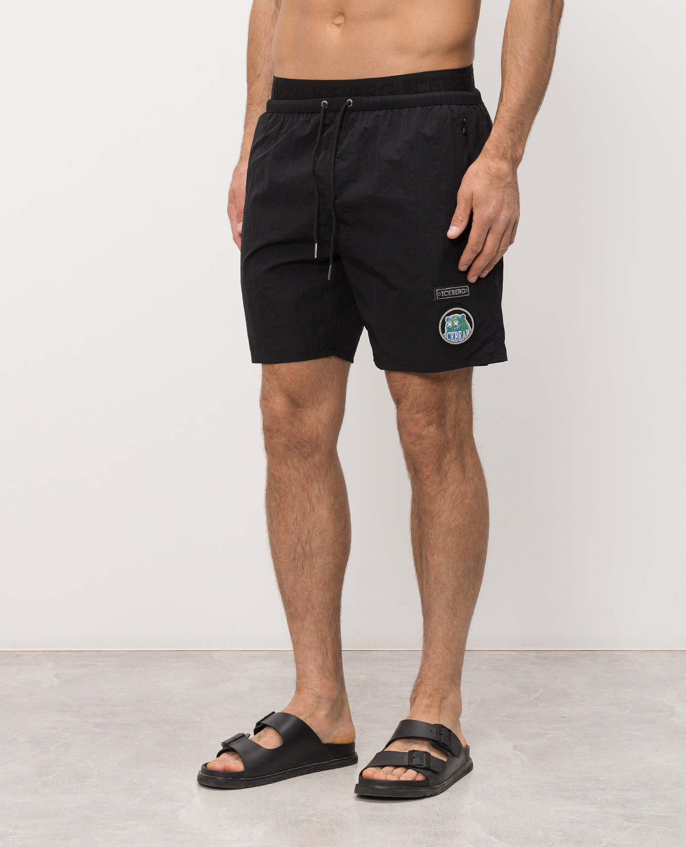 

Black swim shorts with logo patch Iceberg