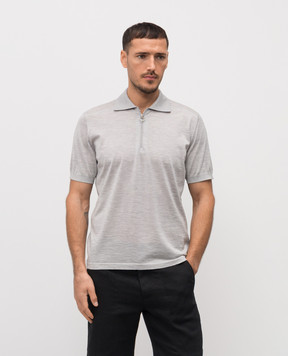 Stefano Ricci Grey melange cashmere polo shirt W505020P32W26101