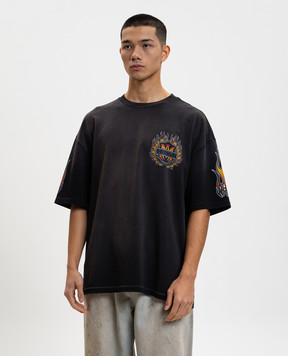 AMIRI Black Flames T-shirt with logo print AMTOJR1111