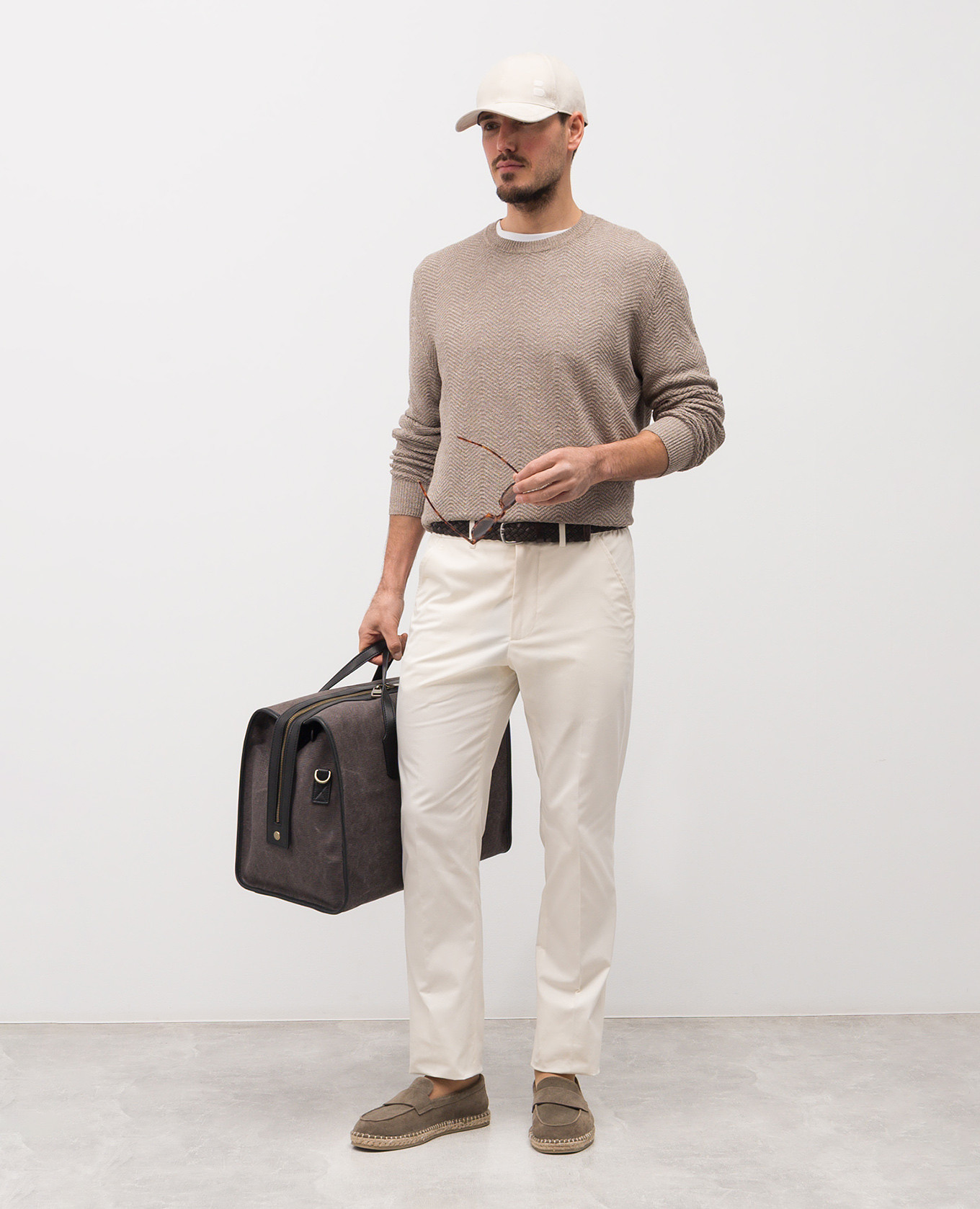 

Brown patterned linen and silk jumper Brett Johnson