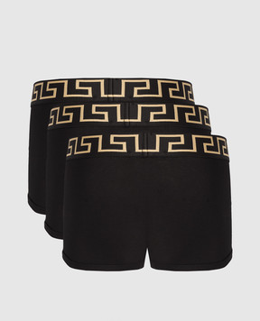 Versace Set of black boxer briefs with logo pattern AU103261A10011
