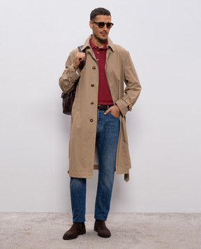 Brunello Cucinelli Burgundy polo with layering effect ME8543966