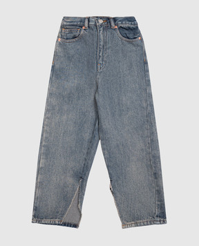 Maison Margiela MM6 Children's blue jeans with a worn effect M60452MM08D