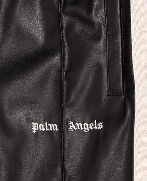Palm Angels Children's black pants with branded ribbon F6PAJGPA166