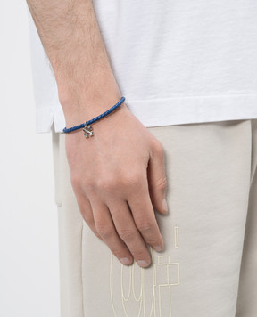 Off-White Blue leather bracelet with Arrow pendant OMOA10NC99MET001