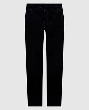 Balmain Black pants with logo patch HH1MI115DG13