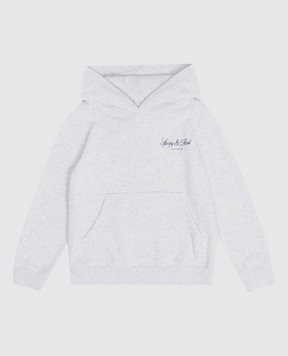 Sporty & Rich Vendome LA Kids' Gray Insulated Hoodie with Logo Print WS09576269GY03