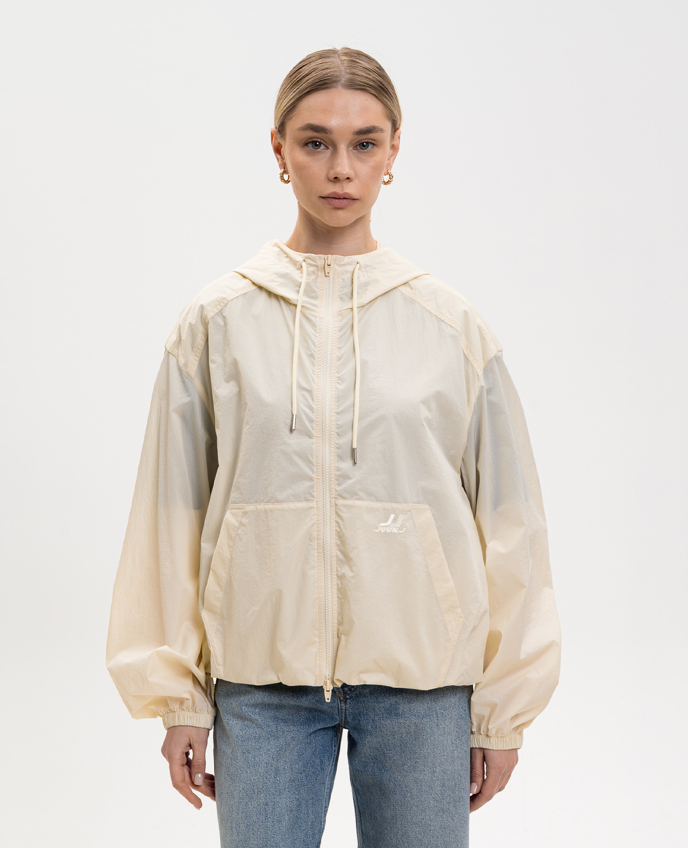 

Yellow windbreaker with logo embroidery Juun.j