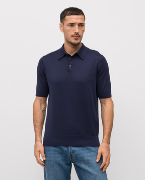 Dolce&Gabbana Blue silk polo shirt with logo GXZ02ZJBSO5