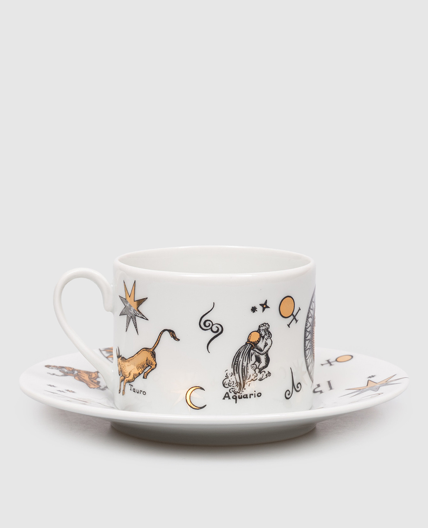 Tazza e piattino da tè in porcellana bianca Astronomici