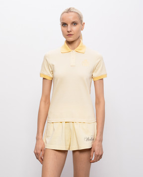 Sporty & Rich NY Crest Prep Yellow Striped Polo with Embroidered Emblem TO10476243YE34