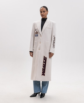 Off-White Black wool coat with stripes 2FG00472T