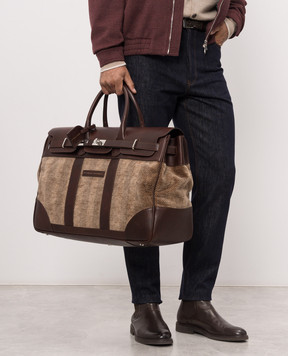 Brunello Cucinelli Brown combination travel bag MBROBU071