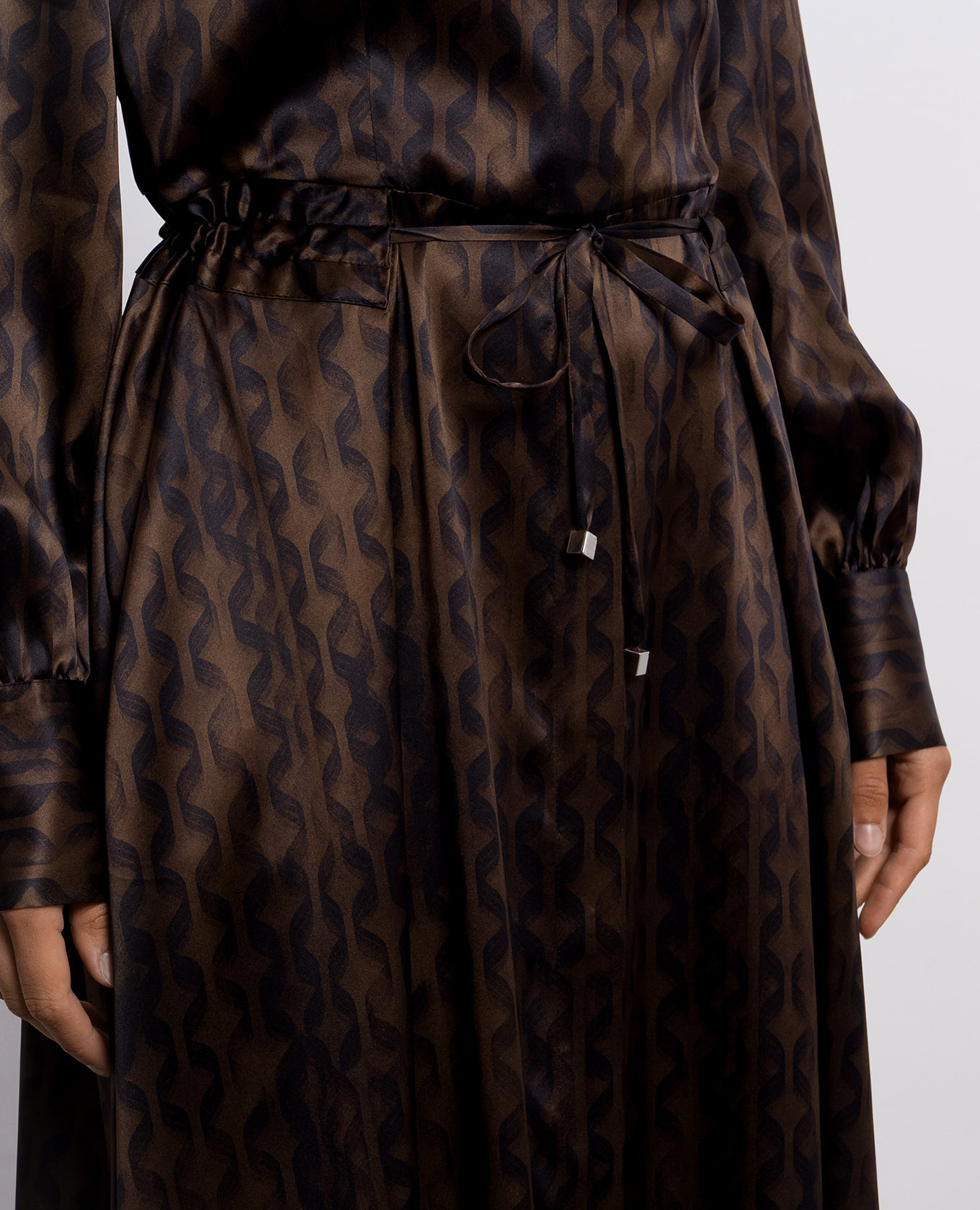 Brown printed silk dress Kiton 4