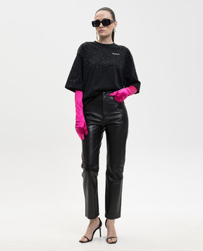 Off-White Black T-shirt with Swarovski crystals 2AA13MS26JER001
