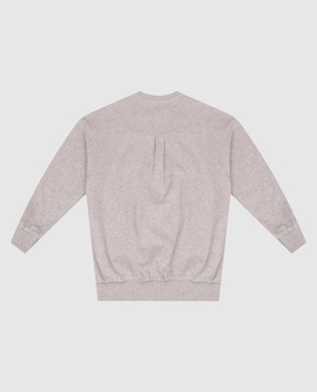 Balmain Children's gray sweatshirt with textured logo BZ4I40Z3188610