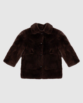 Yves Salomon Enfant Children's brown rabbit fur coat 20WEM307XXREXX