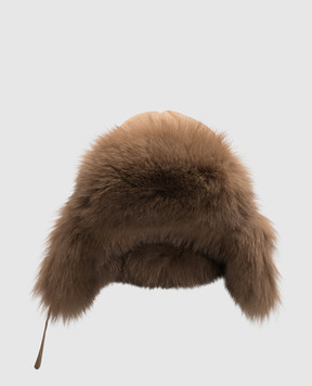 Yves Salomon Enfant Children's brown fox fur earflap hat 23WEA017XXWO2W