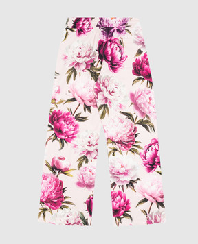 Dolce&Gabbana Children's pink floral print sweatpants L5JPJ5G7QWQ36
