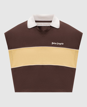 Palm Angels Brown top with polo collar PWGB017S26FAB001